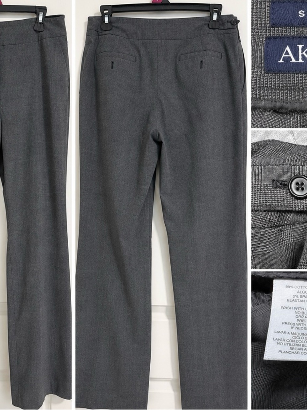 Anne Klein Charcoal Gray Straight-Leg Dress Pants